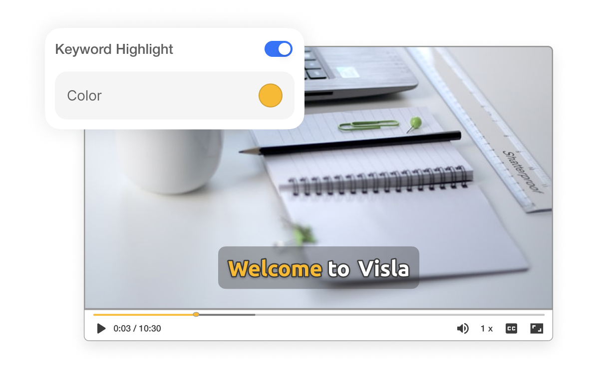 Auto subtitle generator with AI-powered highlighting to emphasize important words in captions.
